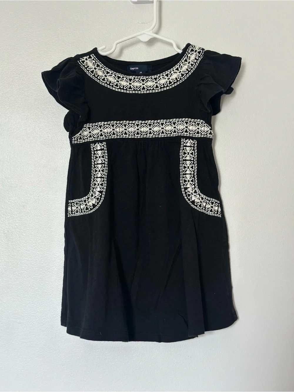 GAP Black Dress with White Embroidered Trim